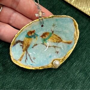 Decoupage shell Christmas ornament